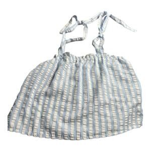 Blue White Striped Tie Strap Loose Fit Tank Top Size Large